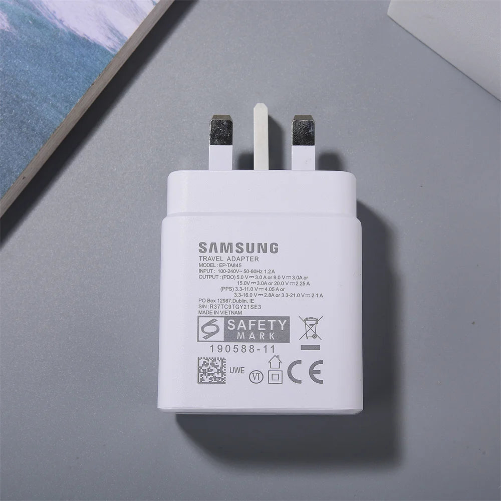 EP-TA845 Samsung 45W USB C Super Fast Charger UK Wall Adapter 5A Dual Type C Cable For Galaxy Z Fold 5 4 3 5G S24 S23 Plus Ultra