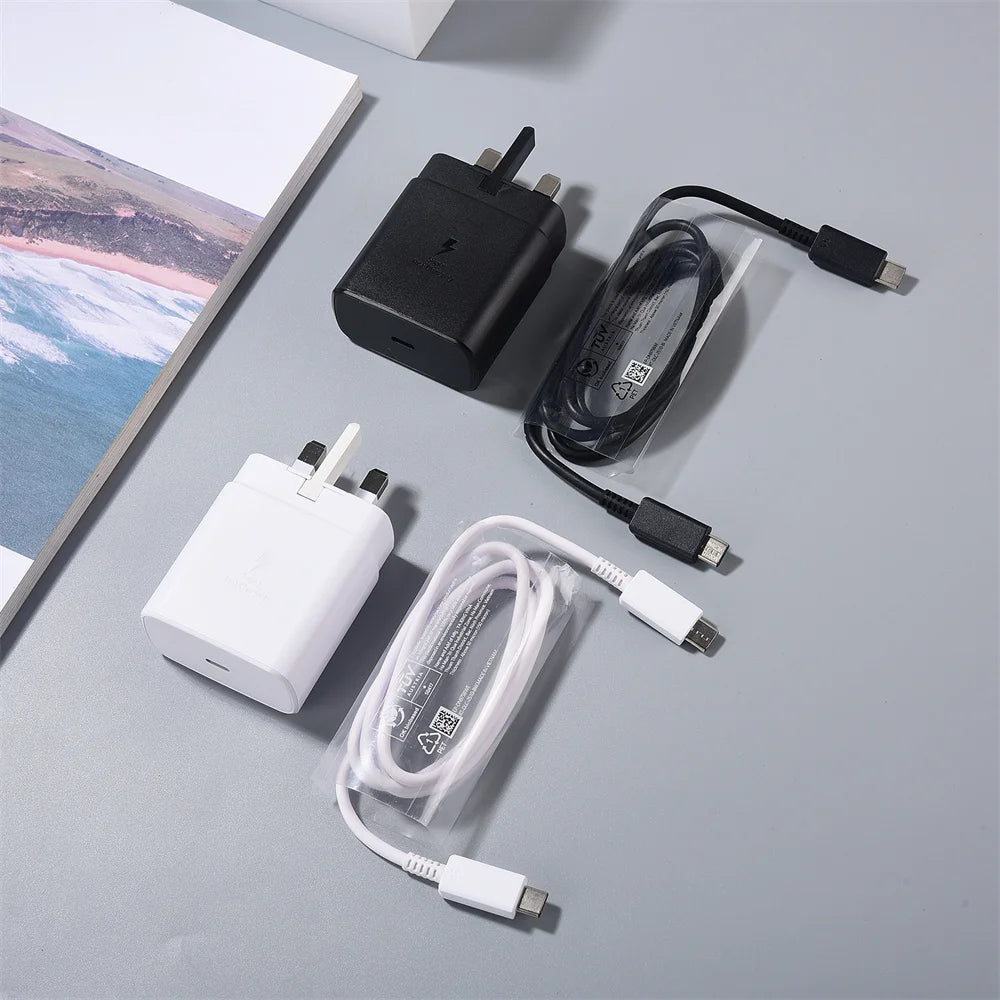 EP-TA845 Samsung 45W USB C Super Fast Charger UK Wall Adapter 5A Dual Type C Cable For Galaxy Z Fold 5 4 3 5G S24 S23 Plus Ultra