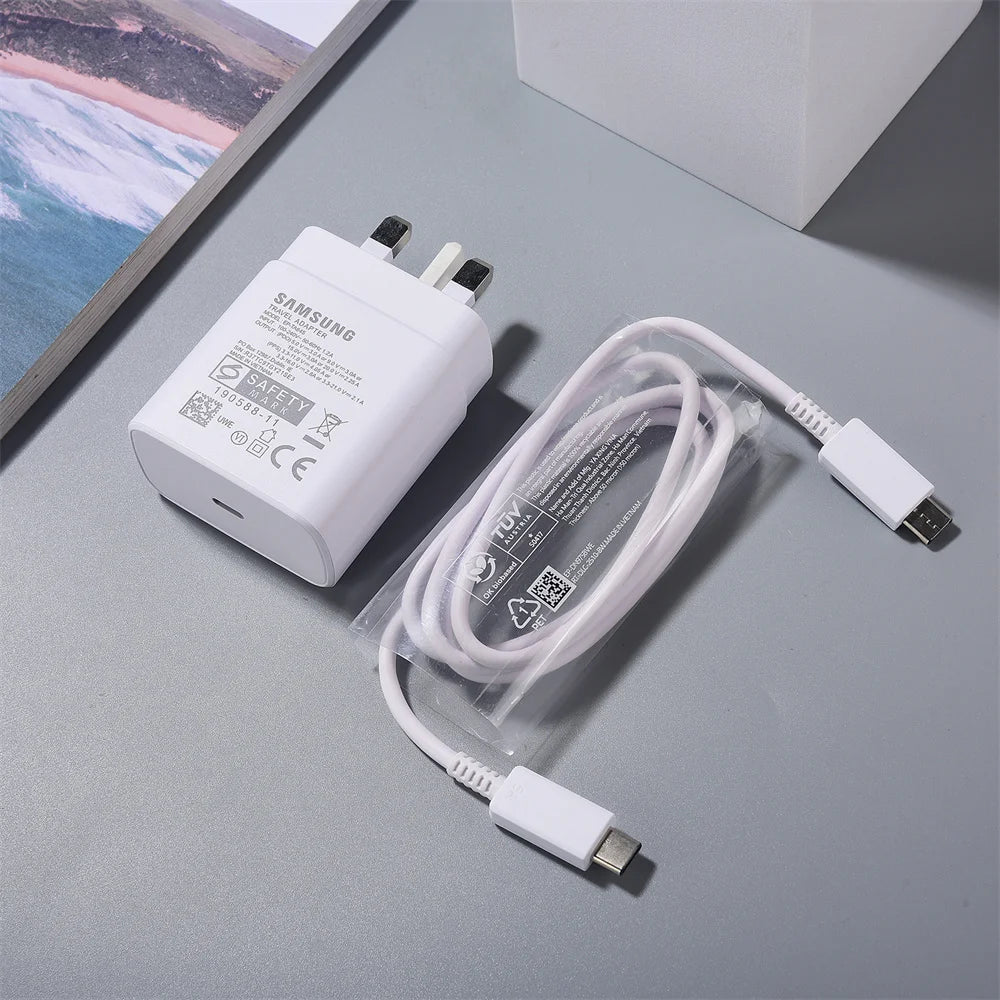 EP-TA845 Samsung 45W USB C Super Fast Charger UK Wall Adapter 5A Dual Type C Cable For Galaxy Z Fold 5 4 3 5G S24 S23 Plus Ultra